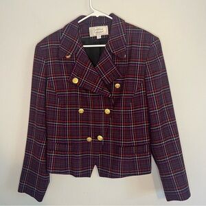 Vintage Cortland Collection 80s Plaid Wool Blazer Jacket Womens Sz 12 Academia